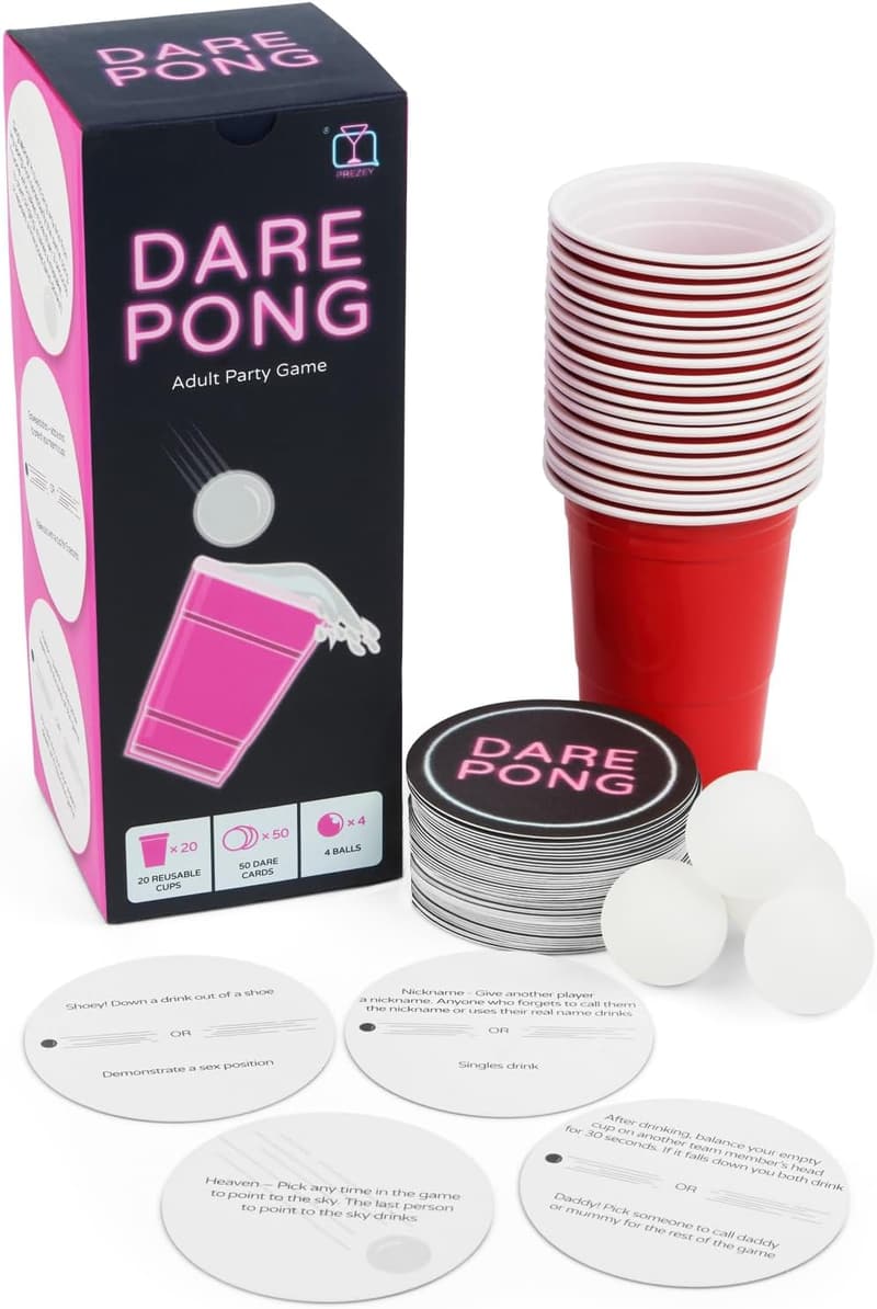 Bachelorette Party Dare Pong Game Set with Coasters
