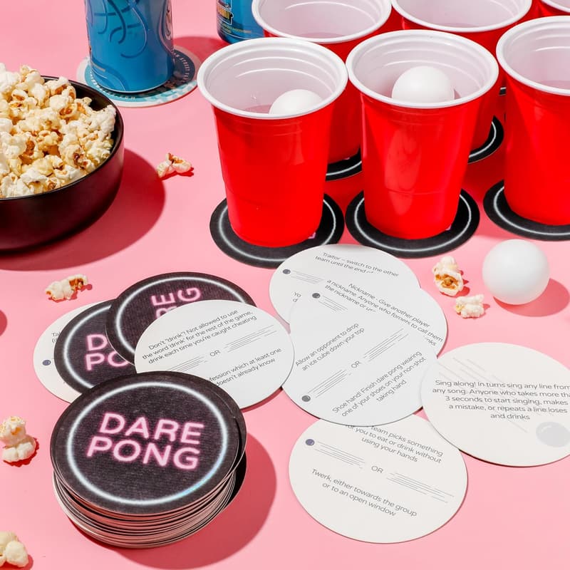 Bachelorette Party Dare Pong Game Set with Coasters