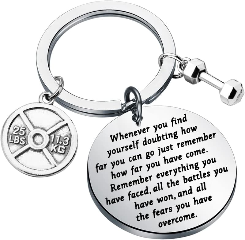 Fitness Keychain with Dumbbell Charm