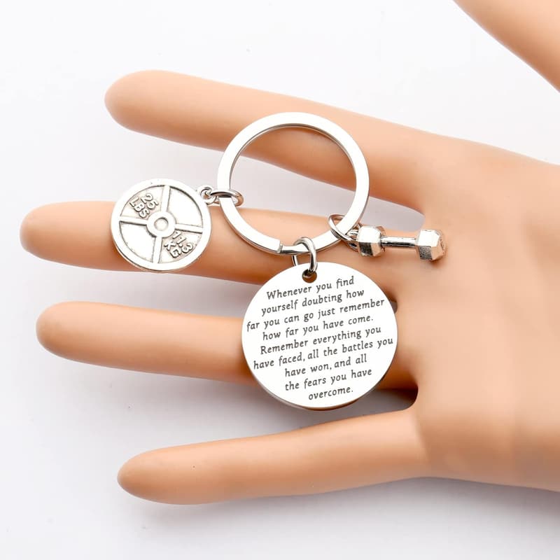 Fitness Keychain with Dumbbell Charm