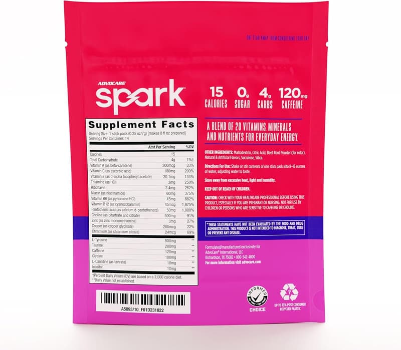 Energy Drink Mix with Vitamin B & Amino Acids, Fruit Punch 14-Pack