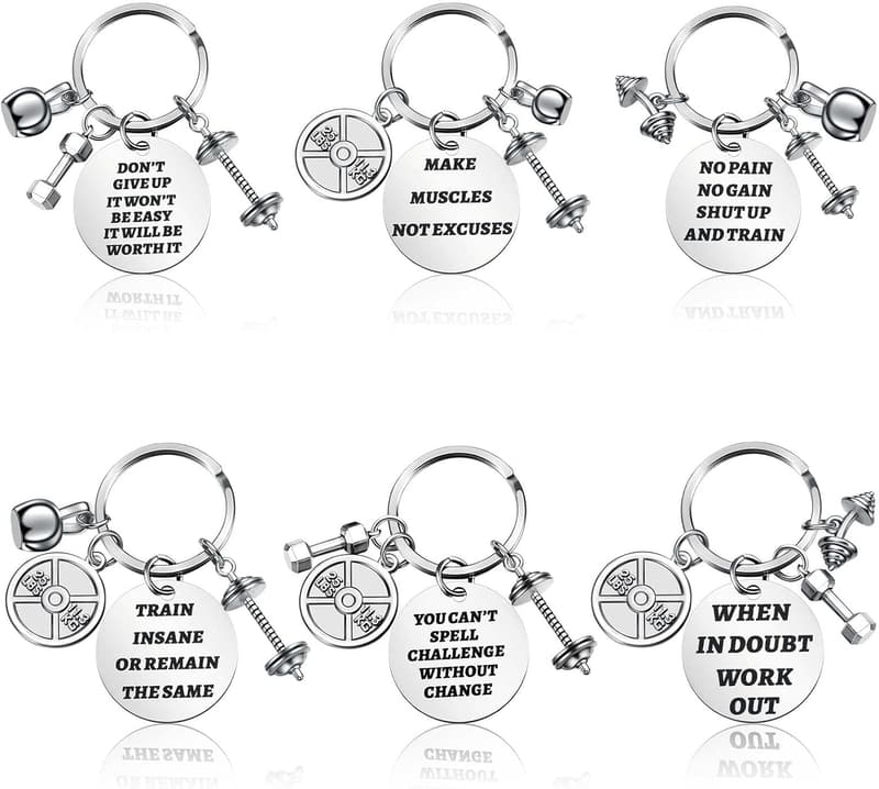 Fitness Keychains Set: Dumbbell Charms for Women