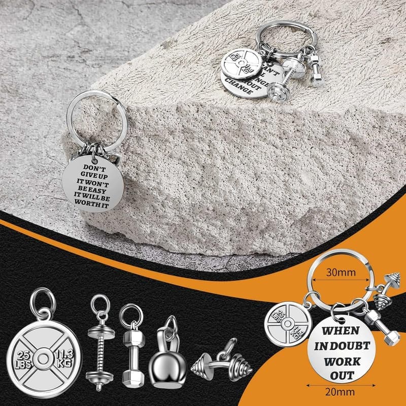 Fitness Keychains Set: Dumbbell Charms for Women