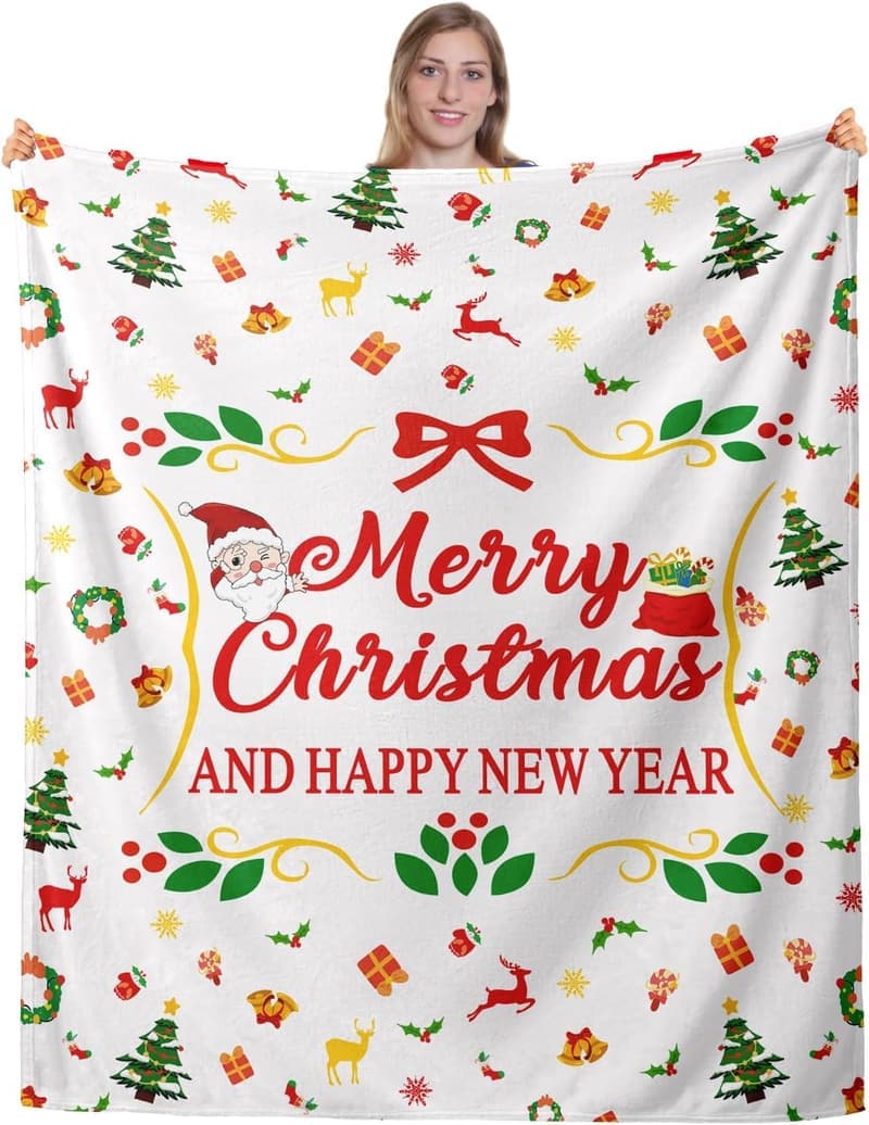 Christmas Flannel Throw Blanket, 50x60 Inch, Cozy Winter Gift