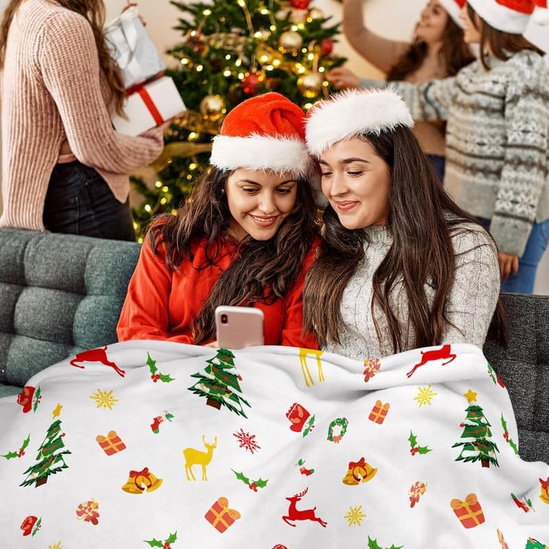 Christmas Flannel Throw Blanket, 50x60 Inch, Cozy Winter Gift