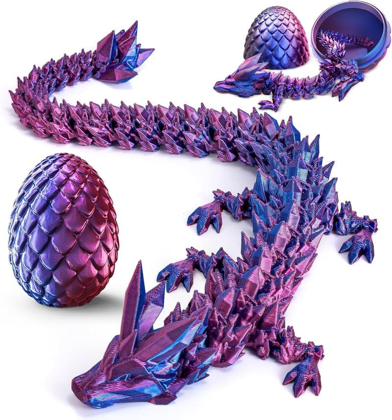 Dragon Egg Toy with 3D Articulated Crystal Dragon