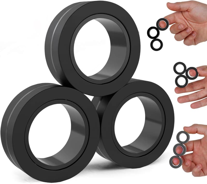 Magnetic Fidget Rings for Teens - Black