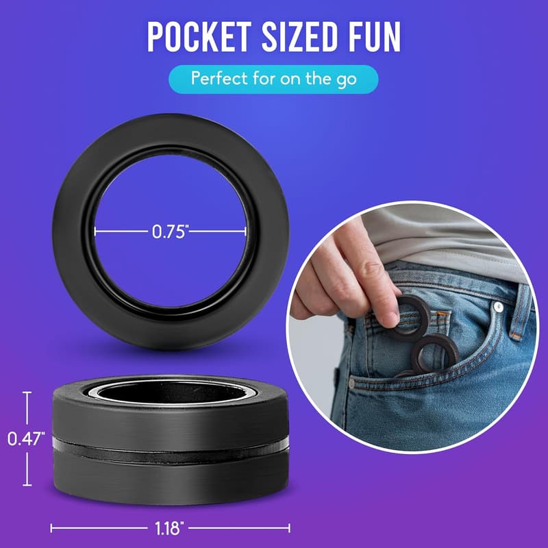 Magnetic Fidget Rings for Teens - Black