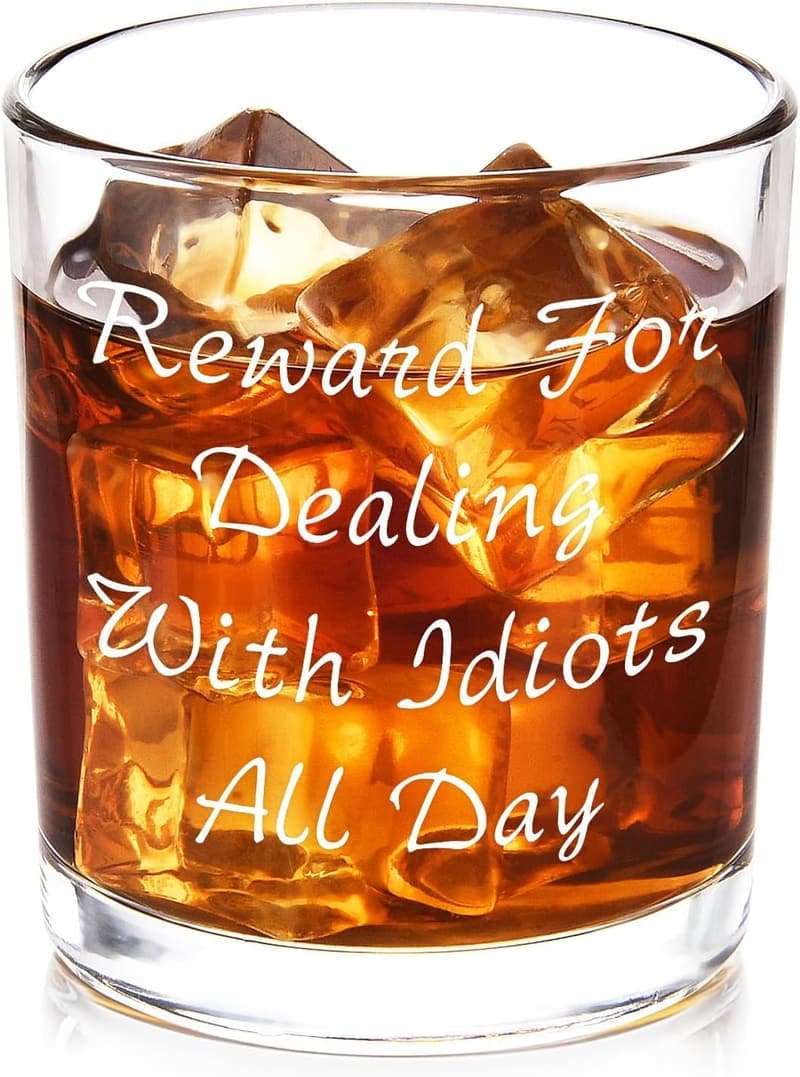 Fathers Day Whiskey Glass, Funny Gift for Men, 10 oz