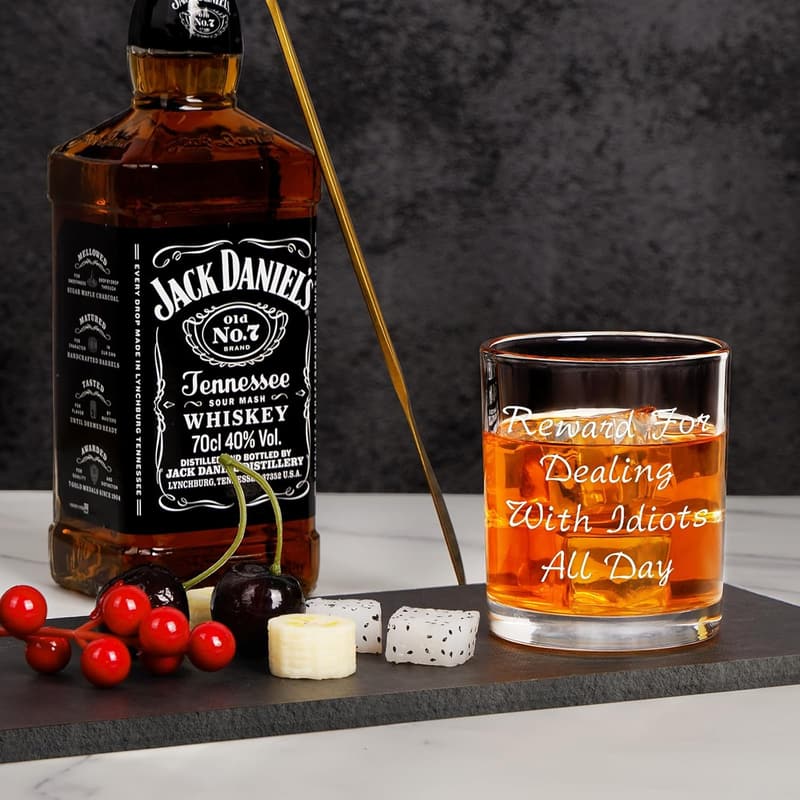 Fathers Day Whiskey Glass, Funny Gift for Men, 10 oz