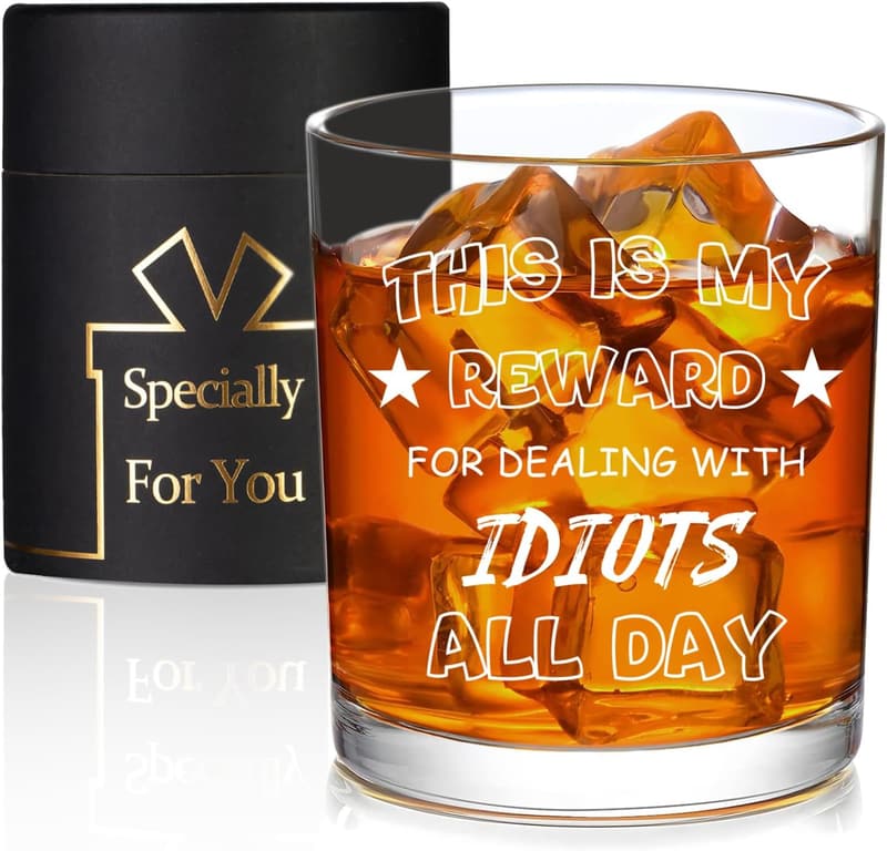 Christmas Whiskey Glass for Men, 10oz Gift Boxed