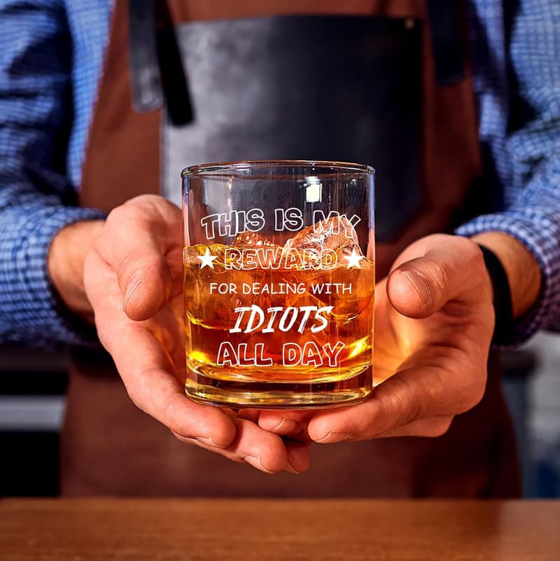 Christmas Whiskey Glass for Men, 10oz Gift Boxed
