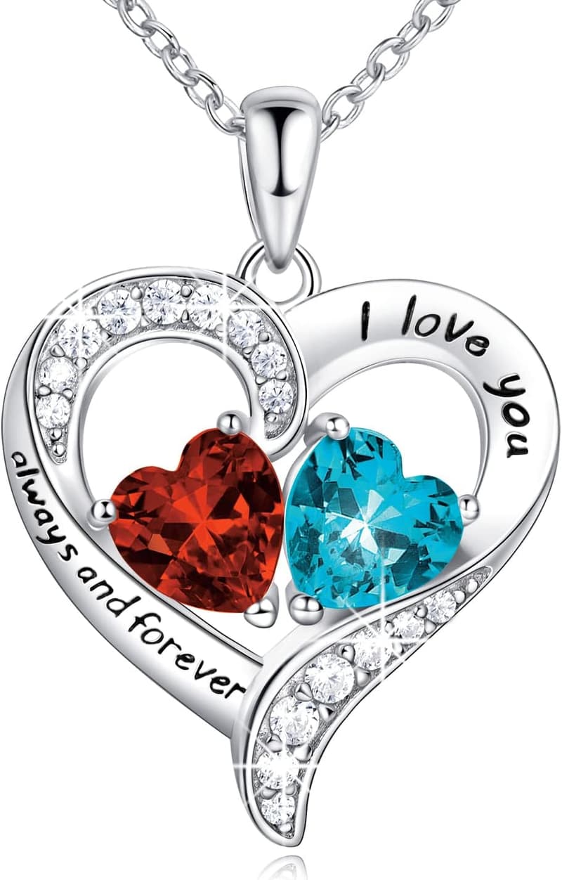 Birthstone Necklace 925 Silver for Women