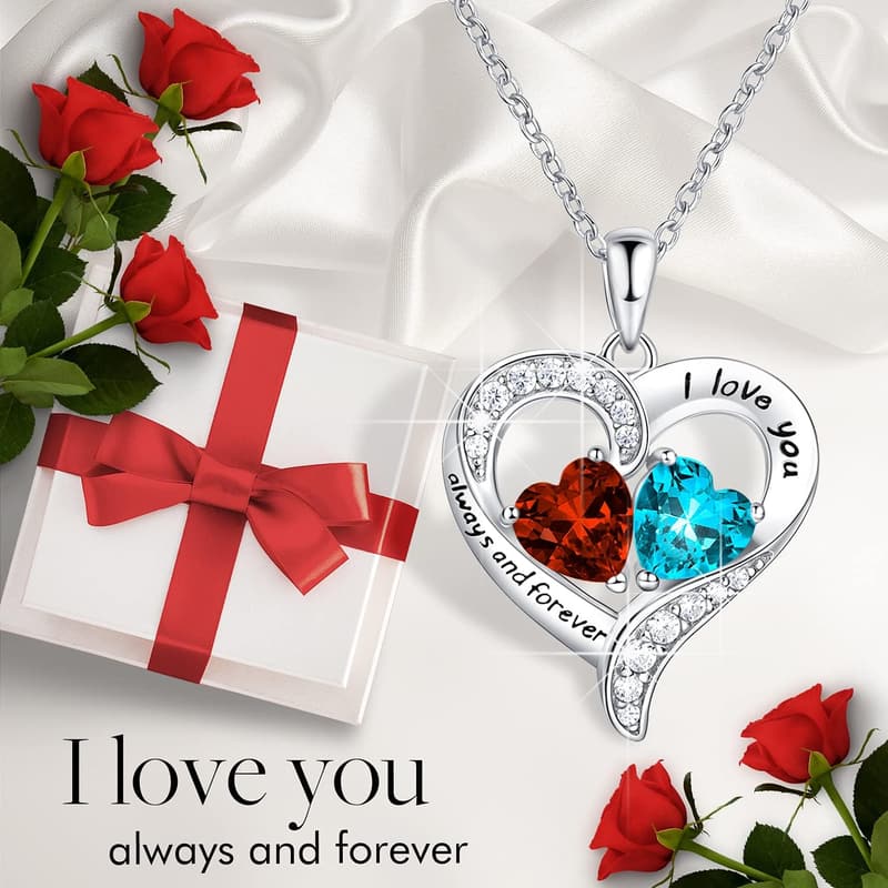 Birthstone Necklace 925 Silver for Women