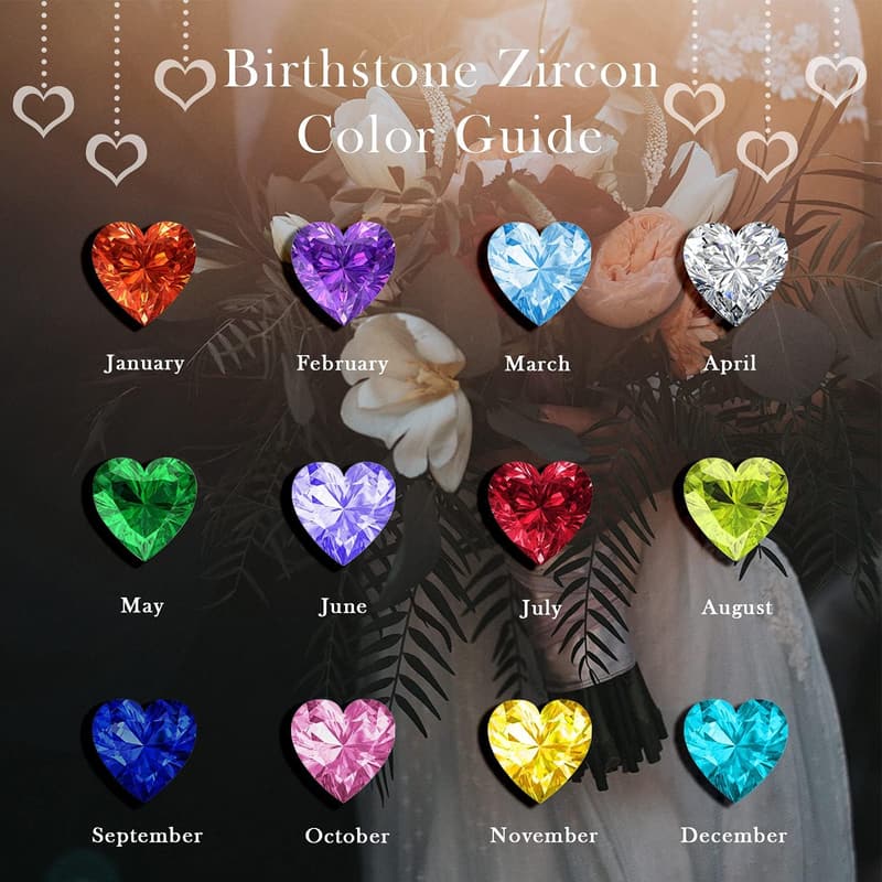 Birthstone Necklace 925 Silver for Women