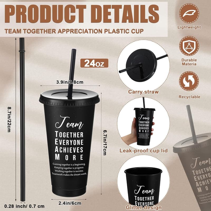 Employee Appreciation Tumblers, 24 oz, Set of 24 (Black)