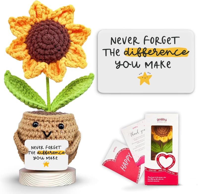 Mother's Day Sunflower Crochet Doll for Women