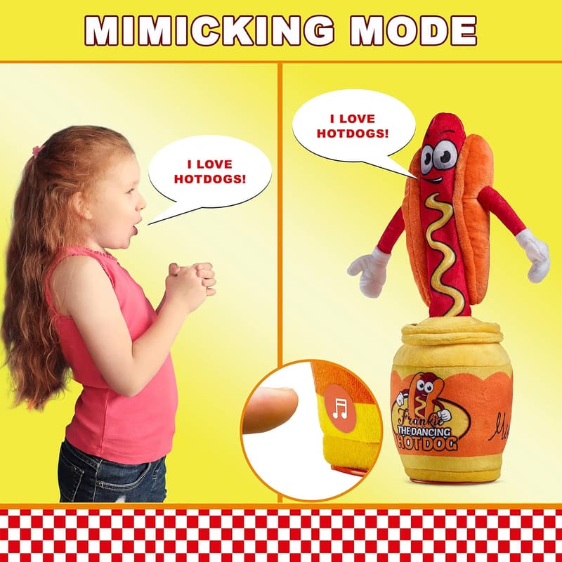 Dancing Hot Dog Talking Toy for Kids & Adults