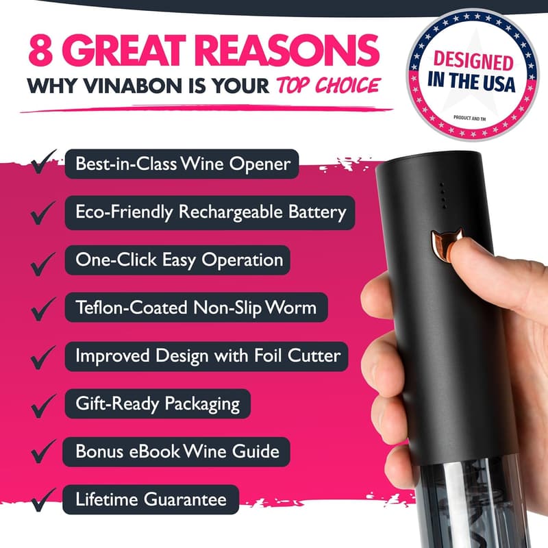 Rechargeable Electric Wine Opener with Foil Cutter