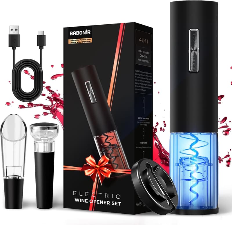 Electric Wine Opener Set, Rechargeable with LED