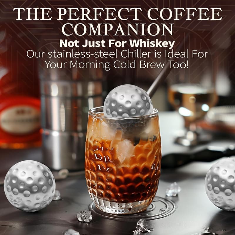 Whiskey Gift Set: Golf Ball Chiller Stones & Tongs