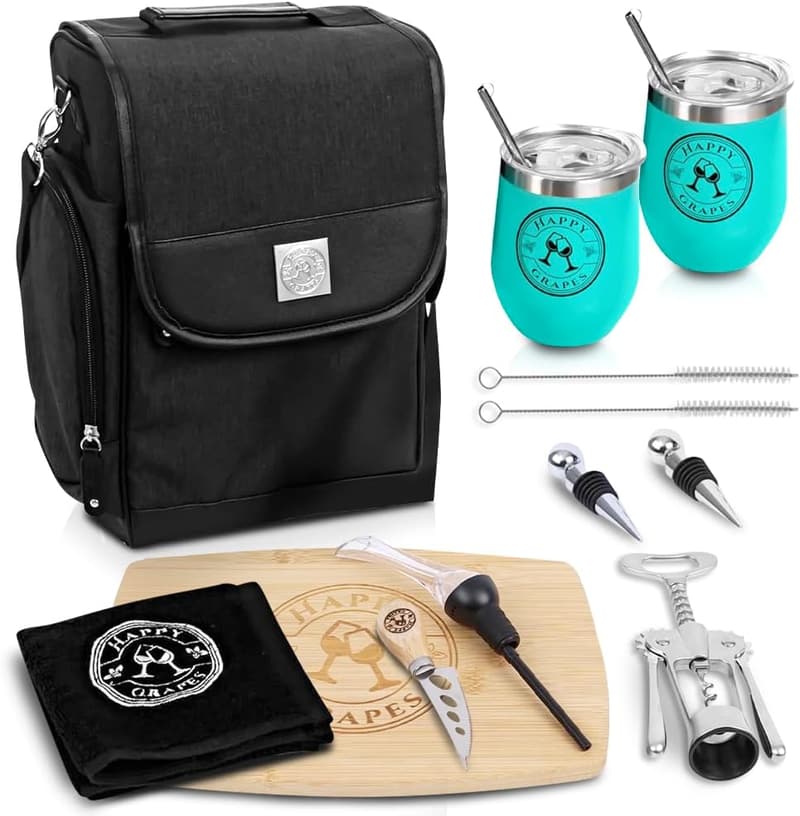 Picnic Wine Tote Set with Tumblers & Accessories