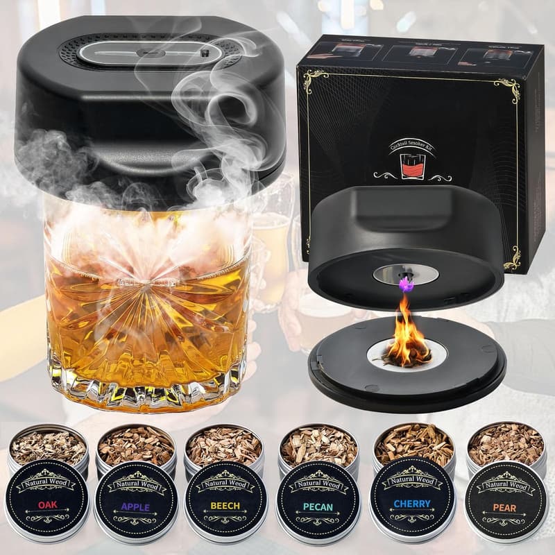 Whiskey Smoker Kit with Wood Chips and Lighter