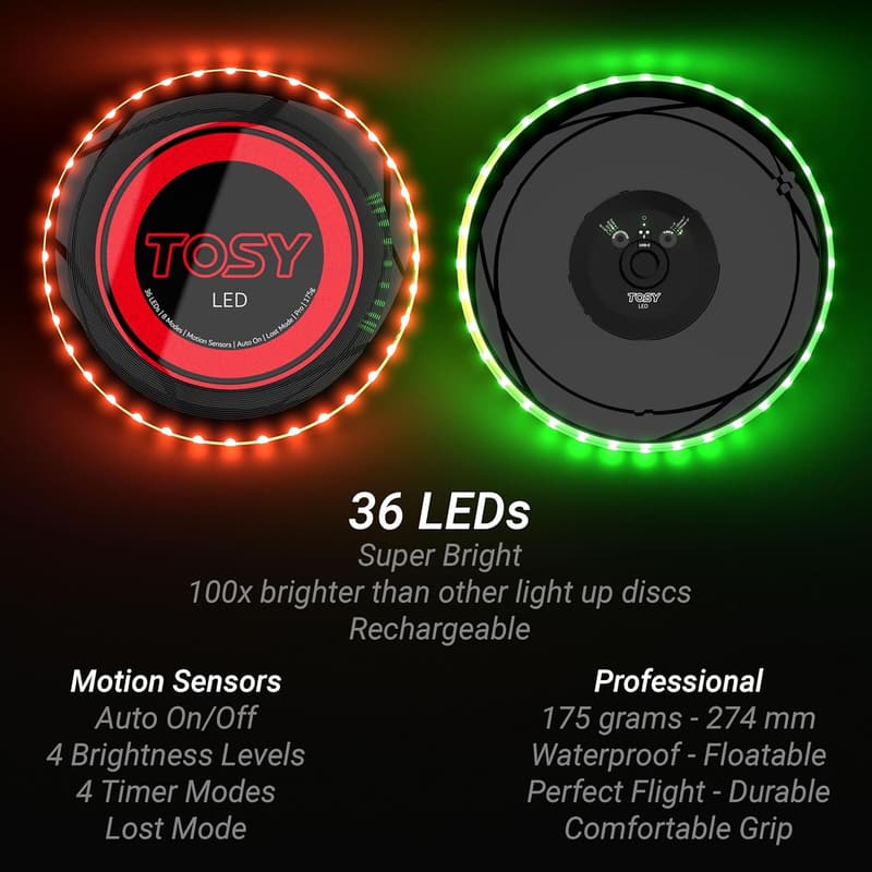 Camping Flying Disc with Smart LEDs, Rechargeable, 175g