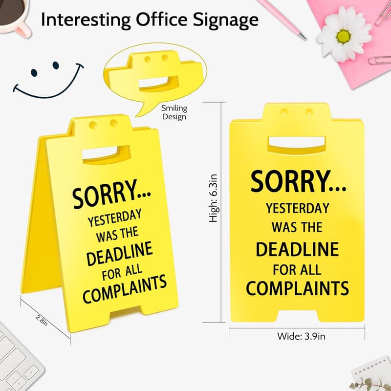 Deadline Desk Sign - Funny Office Decor for Coworkers