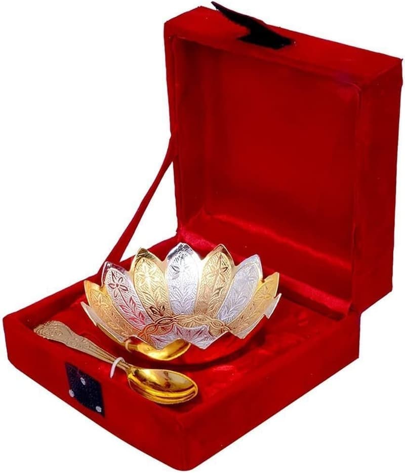Diwali Gold & Silver Plated Bowl Spoon Set