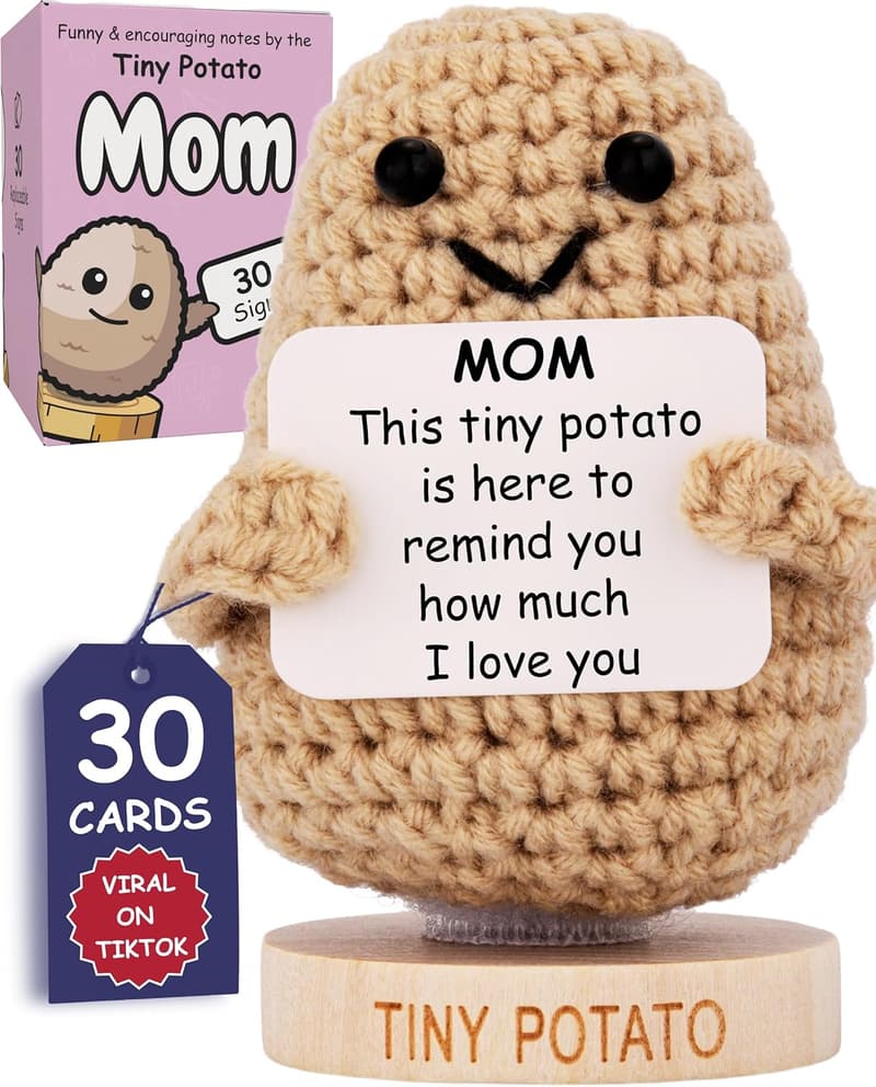 Mother's Day Positive Crochet Potato with Cute Signs