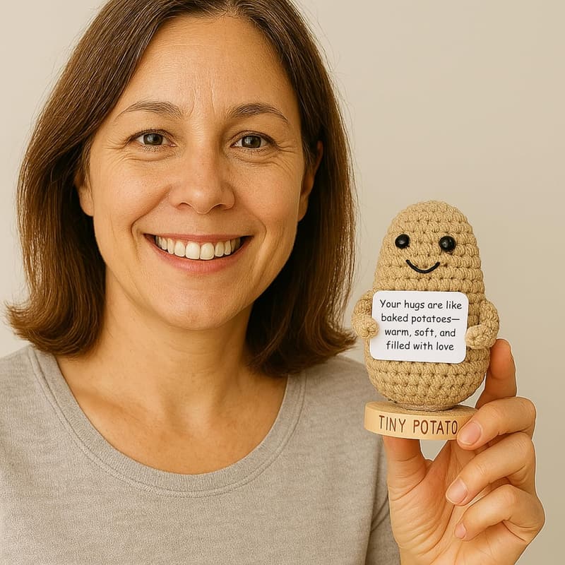 Mother's Day Positive Crochet Potato with Cute Signs