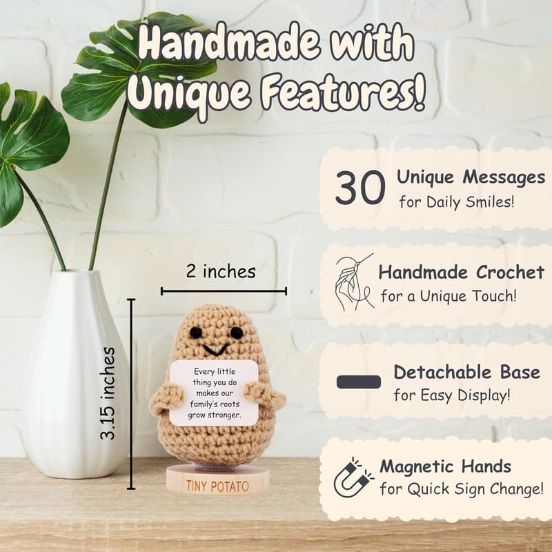 Mother's Day Positive Crochet Potato with Cute Signs