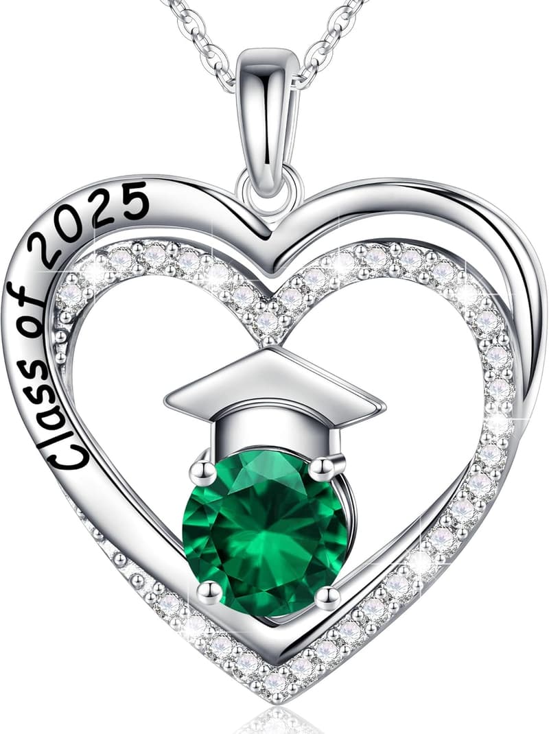 Graduation Birthstone Necklace, S925 Silver for Her