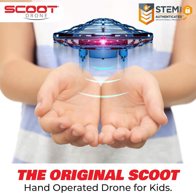 Indoor Motion Sensor UFO Drone, Rechargeable LED Toy (Blue)