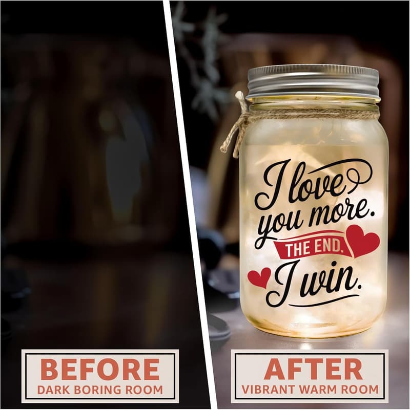 Romantic Mason Jar Night Light for Couples