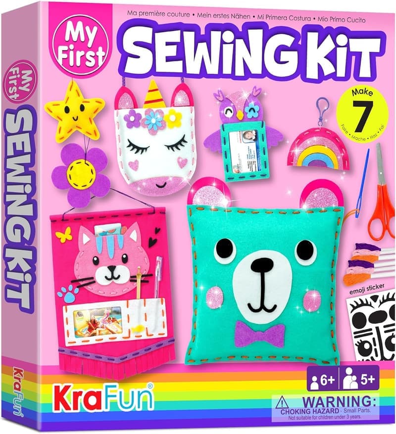 Kids' Beginner Sewing Kit: 7 DIY Stuffed Projects