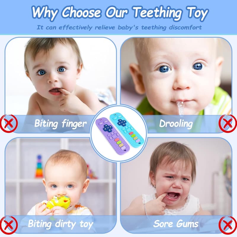 Baby Teething Toy, BPA-Free Silicone Remote Shape, Black