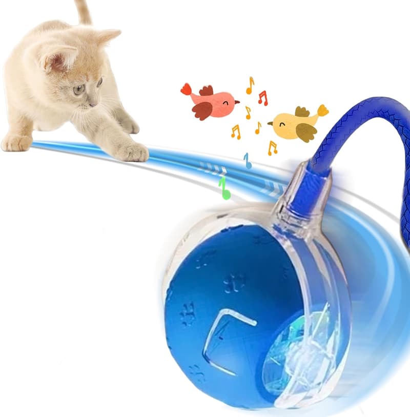 Interactive Rolling Ball for Cats & Dogs, Chirping Action
