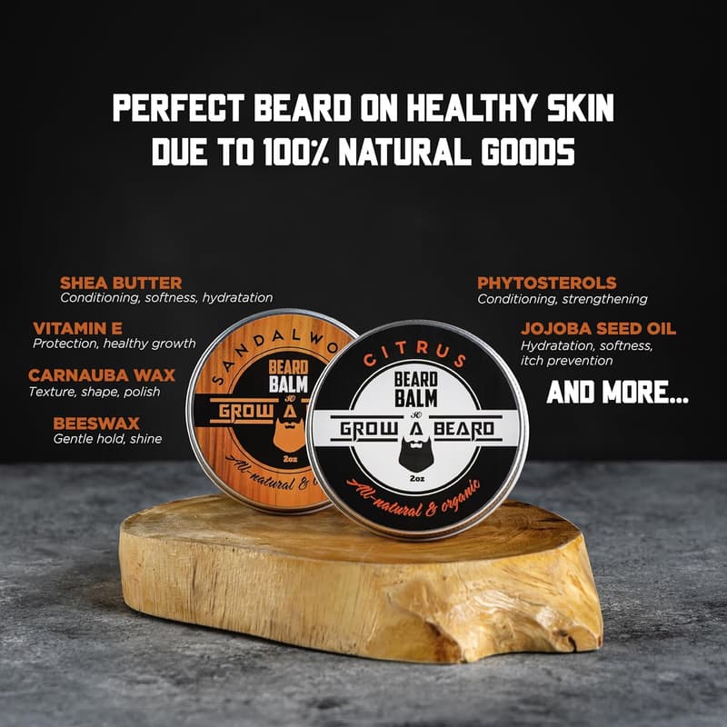 Men's Beard Balm 2-Pack: Sandalwood & Citrus