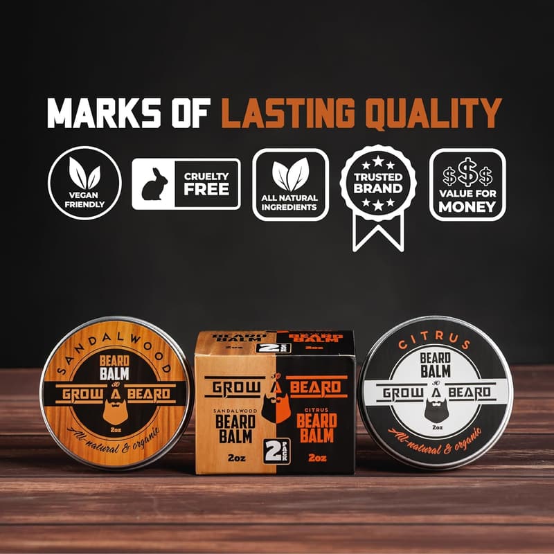 Men's Beard Balm 2-Pack: Sandalwood & Citrus