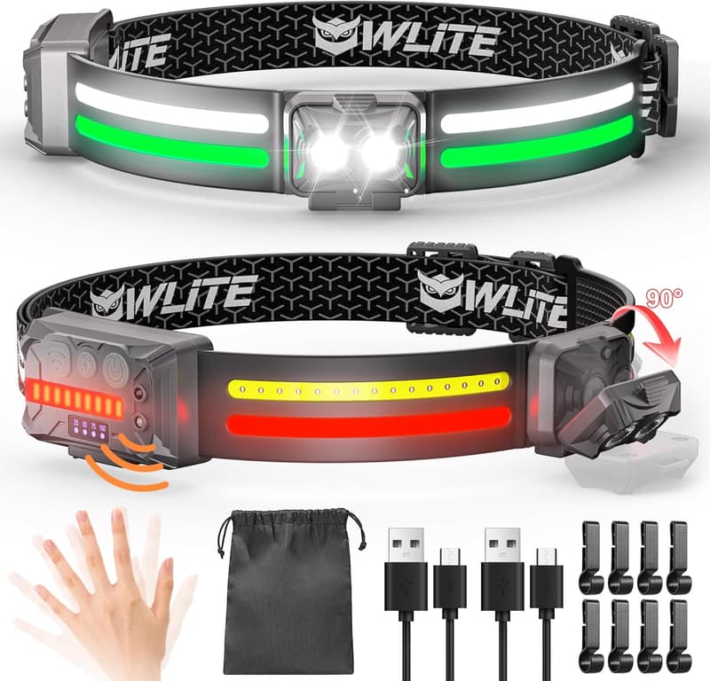 Rechargeable LED Headlights, Motion Sensor, 18 Modes