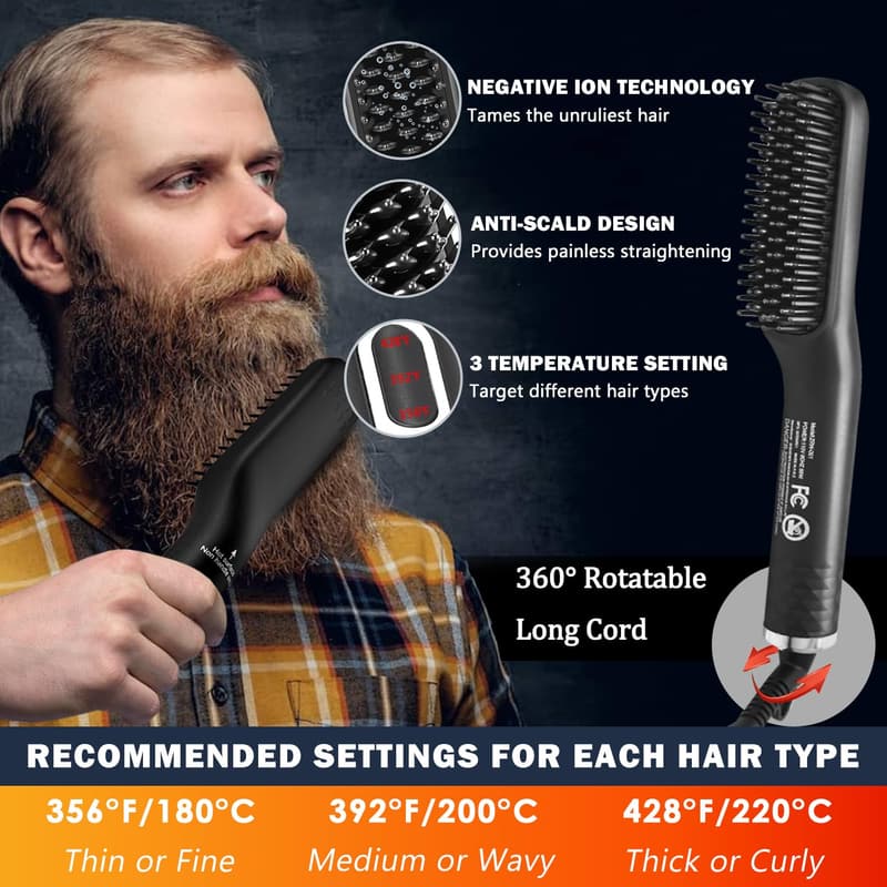 Father's Day Heated Beard Straightener for Men