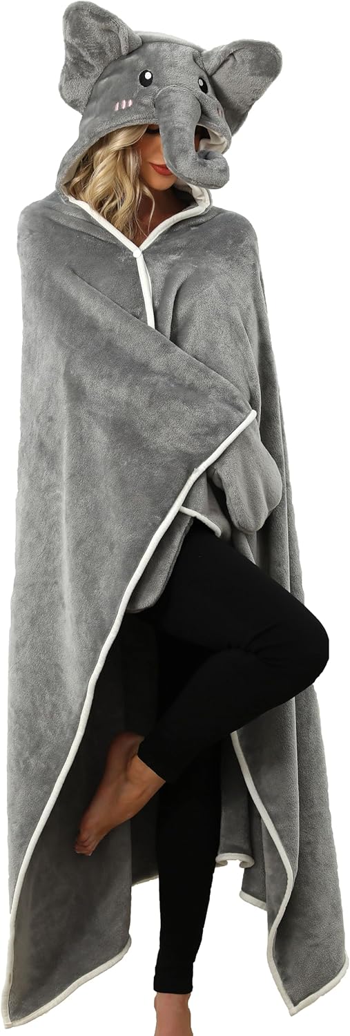 Warm Plush Flannel Blanket Hoodie for Adults