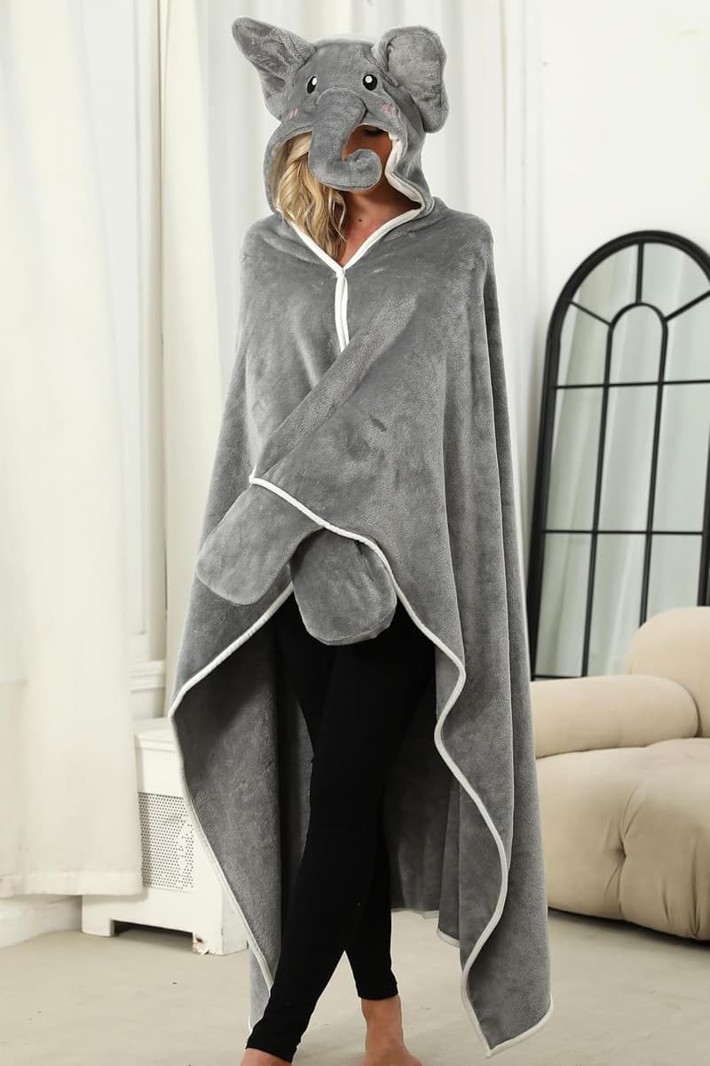 Warm Plush Flannel Blanket Hoodie for Adults