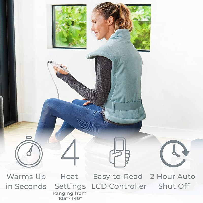 Back & Neck Heating Pad - Safe Heat Relief, Soft Fabric