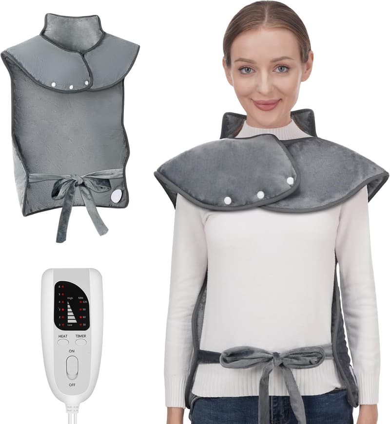 Electric Neck & Back Heating Pad, 6 Settings, Auto-Off