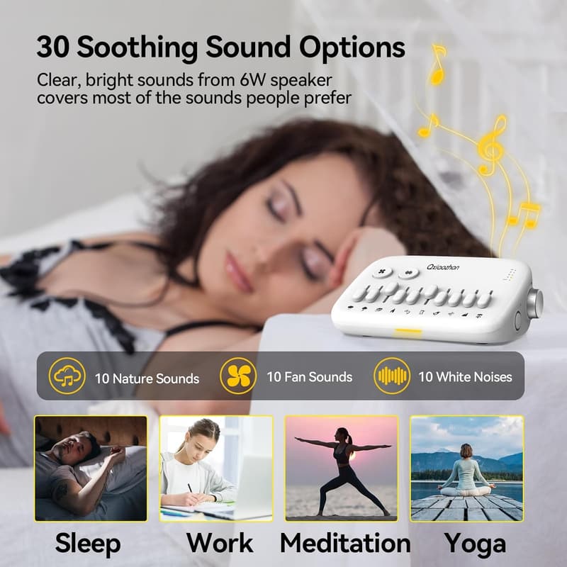 Rechargeable White Noise Machine with 30 Sounds & Timers