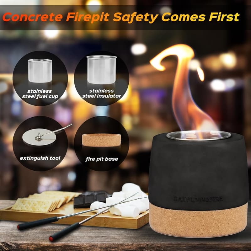 Housewarming Tabletop Fire Pit, Concrete Smores Maker