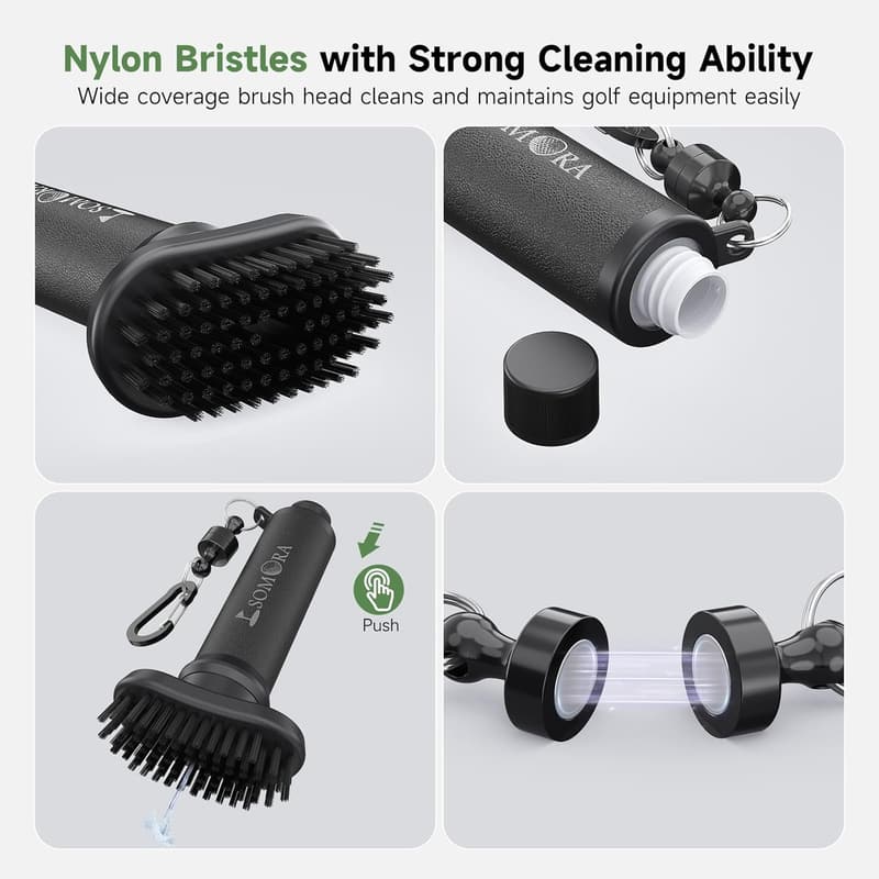 White Elephant Golf Club Cleaner Brush - Magnetic Clip